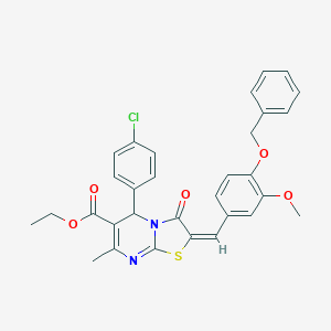 molecular formula C31H27ClN2O5S B388099 ethyl 2-[4-(benzyloxy)-3-methoxybenzylidene]-5-(4-chlorophenyl)-7-methyl-3-oxo-2,3-dihydro-5H-[1,3]thiazolo[3,2-a]pyrimidine-6-carboxylate 