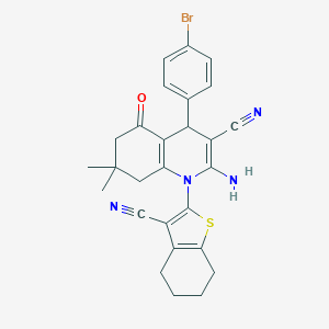 molecular formula C27H25BrN4OS B388101 2-Amino-4-(4-bromophenyl)-1-(3-cyano-4,5,6,7-tetrahydro-1-benzothien-2-yl)-7,7-dimethyl-5-oxo-1,4,5,6,7,8-hexahydro-3-quinolinecarbonitrile 