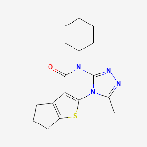 molecular formula C17H20N4OS B3881026 4-cyclohexyl-1-methyl-7,8-dihydro-6H-cyclopenta[4,5]thieno[3,2-e][1,2,4]triazolo[4,3-a]pyrimidin-5(4H)-one 