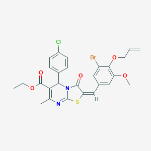molecular formula C27H24BrClN2O5S B388104 ethyl 2-[4-(allyloxy)-3-bromo-5-methoxybenzylidene]-5-(4-chlorophenyl)-7-methyl-3-oxo-2,3-dihydro-5H-[1,3]thiazolo[3,2-a]pyrimidine-6-carboxylate 