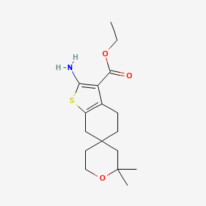 ethyl 2-amino-2',2'-dimethyl-2',3',4,5',6',7-hexahydro-5H-spiro[1-benzothiophene-6,4'-pyran]-3-carboxylate