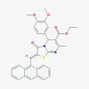 molecular formula C33H28N2O5S B388110 ethyl 2-(9-anthrylmethylene)-5-(3,4-dimethoxyphenyl)-7-methyl-3-oxo-2,3-dihydro-5H-[1,3]thiazolo[3,2-a]pyrimidine-6-carboxylate 