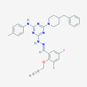 3,5-Diiodo-2-(prop-2-ynyloxy)benzaldehyde {4-(4-benzylpiperidin-1-yl)-6-[(4-methylphenyl)amino]-1,3,5-triazin-2-yl}hydrazone