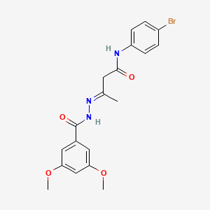 molecular formula C19H20BrN3O4 B3881278 N-(4-bromophenyl)-3-[(3,5-dimethoxybenzoyl)hydrazono]butanamide 
