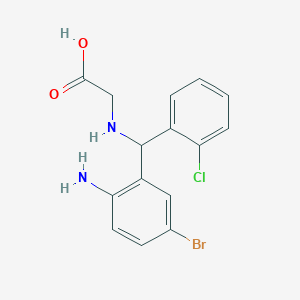 molecular formula C15H14BrClN2O2 B3881280 N-[(2-amino-5-bromophenyl)(2-chlorophenyl)methyl]glycine 
