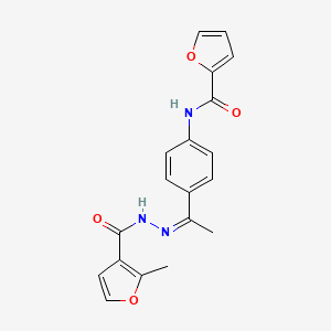 molecular formula C19H17N3O4 B3881400 N-{4-[N-(2-methyl-3-furoyl)ethanehydrazonoyl]phenyl}-2-furamide 