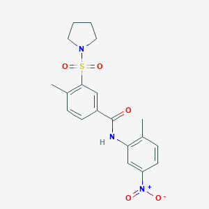 molecular formula C19H21N3O5S B388142 N-{5-nitro-2-methylphenyl}-4-methyl-3-(1-pyrrolidinylsulfonyl)benzamide 