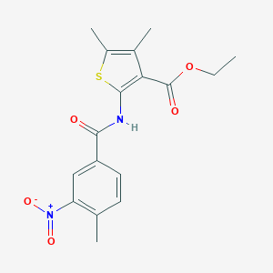 molecular formula C17H18N2O5S B388146 Ethyl 2-({3-nitro-4-methylbenzoyl}amino)-4,5-dimethyl-3-thiophenecarboxylate 