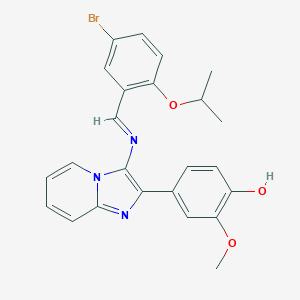molecular formula C24H22BrN3O3 B388153 4-{3-[(5-Bromo-2-isopropoxybenzylidene)amino]imidazo[1,2-a]pyridin-2-yl}-2-methoxyphenol 