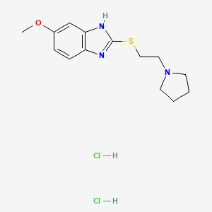 molecular formula C14H21Cl2N3OS B3881540 5-methoxy-2-{[2-(1-pyrrolidinyl)ethyl]thio}-1H-benzimidazole dihydrochloride 