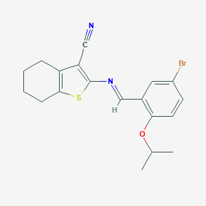 molecular formula C19H19BrN2OS B388157 2-[(5-Bromo-2-isopropoxybenzylidene)amino]-4,5,6,7-tetrahydro-1-benzothiophene-3-carbonitrile 
