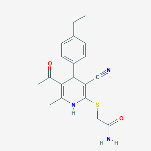 molecular formula C19H21N3O2S B3881576 2-{[5-acetyl-3-cyano-4-(4-ethylphenyl)-6-methyl-1,4-dihydro-2-pyridinyl]thio}acetamide 