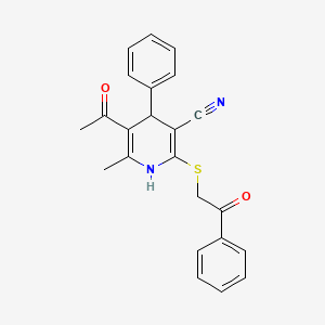 molecular formula C23H20N2O2S B3881581 5-acetyl-6-methyl-2-[(2-oxo-2-phenylethyl)thio]-4-phenyl-1,4-dihydro-3-pyridinecarbonitrile 