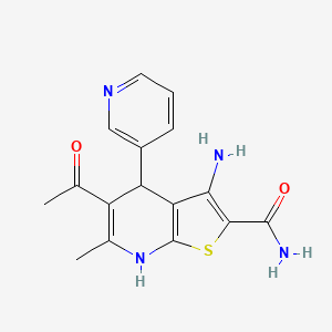 molecular formula C16H16N4O2S B3881584 5-acetyl-3-amino-6-methyl-4-(3-pyridinyl)-4,7-dihydrothieno[2,3-b]pyridine-2-carboxamide 