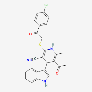 molecular formula C25H20ClN3O2S B3881592 5-acetyl-2-{[2-(4-chlorophenyl)-2-oxoethyl]thio}-4-(1H-indol-3-yl)-6-methyl-1,4-dihydro-3-pyridinecarbonitrile 