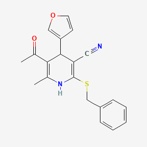 molecular formula C20H18N2O2S B3881606 5-acetyl-2-(benzylthio)-4-(3-furyl)-6-methyl-1,4-dihydro-3-pyridinecarbonitrile 