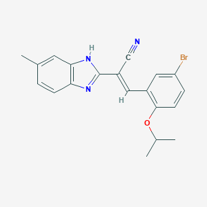 molecular formula C20H18BrN3O B388161 3-(5-bromo-2-isopropoxyphenyl)-2-(5-methyl-1H-benzimidazol-2-yl)acrylonitrile 