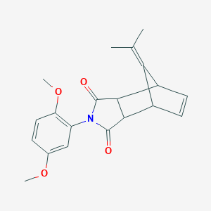 molecular formula C20H21NO4 B388165 4-(2,5-Dimethoxyphenyl)-10-(1-methylethylidene)-4-azatricyclo[5.2.1.0~2,6~]dec-8-ene-3,5-dione 