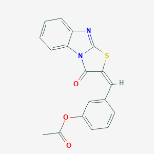 molecular formula C18H12N2O3S B388166 3-[(E)-(3-oxo[1,3]thiazolo[3,2-a]benzimidazol-2(3H)-ylidene)methyl]phenyl acetate 