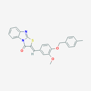 molecular formula C25H20N2O3S B388167 (2Z)-2-{3-methoxy-4-[(4-methylbenzyl)oxy]benzylidene}[1,3]thiazolo[3,2-a]benzimidazol-3(2H)-one 