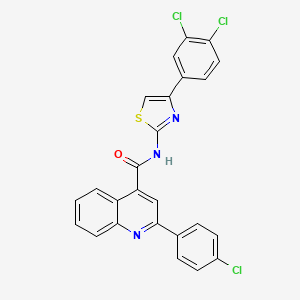 molecular formula C25H14Cl3N3OS B3881698 2-(4-chlorophenyl)-N-[4-(3,4-dichlorophenyl)-1,3-thiazol-2-yl]-4-quinolinecarboxamide 
