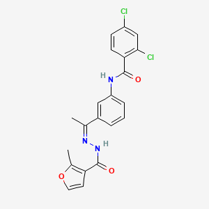 2,4-dichloro-N-{3-[N-(2-methyl-3-furoyl)ethanehydrazonoyl]phenyl}benzamide