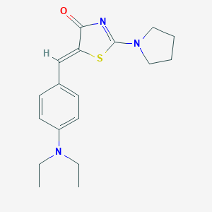 molecular formula C18H23N3OS B388171 5-[4-(diethylamino)benzylidene]-2-(1-pyrrolidinyl)-1,3-thiazol-4(5H)-one CAS No. 340177-28-8