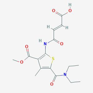 molecular formula C16H20N2O6S B3881721 4-{[5-[(diethylamino)carbonyl]-3-(methoxycarbonyl)-4-methyl-2-thienyl]amino}-4-oxo-2-butenoic acid 
