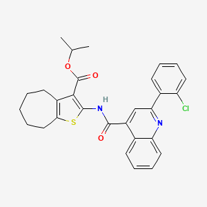 molecular formula C29H27ClN2O3S B3881729 isopropyl 2-({[2-(2-chlorophenyl)-4-quinolinyl]carbonyl}amino)-5,6,7,8-tetrahydro-4H-cyclohepta[b]thiophene-3-carboxylate 