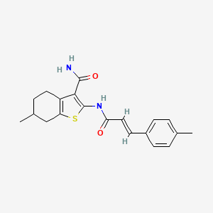 molecular formula C20H22N2O2S B3881758 6-methyl-2-{[3-(4-methylphenyl)acryloyl]amino}-4,5,6,7-tetrahydro-1-benzothiophene-3-carboxamide 