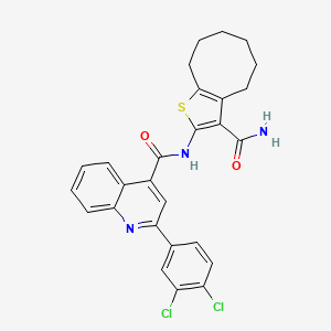 molecular formula C27H23Cl2N3O2S B3881775 N-[3-(aminocarbonyl)-4,5,6,7,8,9-hexahydrocycloocta[b]thien-2-yl]-2-(3,4-dichlorophenyl)-4-quinolinecarboxamide CAS No. 5694-15-5