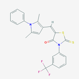 molecular formula C23H17F3N2OS2 B388179 5-[(2,5-dimethyl-1-phenyl-1H-pyrrol-3-yl)methylene]-2-thioxo-3-[3-(trifluoromethyl)phenyl]-1,3-thiazolidin-4-one 