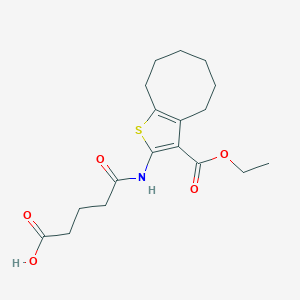 molecular formula C18H25NO5S B3881843 5-{[3-(ethoxycarbonyl)-4,5,6,7,8,9-hexahydrocycloocta[b]thien-2-yl]amino}-5-oxopentanoic acid 