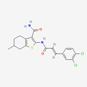 molecular formula C19H18Cl2N2O2S B3881867 2-{[3-(3,4-dichlorophenyl)acryloyl]amino}-6-methyl-4,5,6,7-tetrahydro-1-benzothiophene-3-carboxamide 