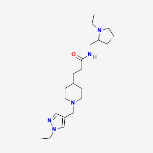 molecular formula C21H37N5O B3881872 3-{1-[(1-ethyl-1H-pyrazol-4-yl)methyl]-4-piperidinyl}-N-[(1-ethyl-2-pyrrolidinyl)methyl]propanamide 