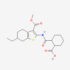 molecular formula C20H27NO5S B3881899 2-({[6-ethyl-3-(methoxycarbonyl)-4,5,6,7-tetrahydro-1-benzothien-2-yl]amino}carbonyl)cyclohexanecarboxylic acid 