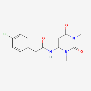molecular formula C14H14ClN3O3 B3881902 2-(4-chlorophenyl)-N-(1,3-dimethyl-2,6-dioxo-1,2,3,6-tetrahydro-4-pyrimidinyl)acetamide 