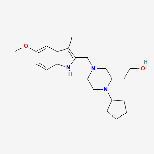 molecular formula C22H33N3O2 B3881918 2-{1-cyclopentyl-4-[(5-methoxy-3-methyl-1H-indol-2-yl)methyl]-2-piperazinyl}ethanol 