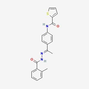 molecular formula C21H19N3O2S B3881953 N-{4-[N-(2-methylbenzoyl)ethanehydrazonoyl]phenyl}-2-thiophenecarboxamide 