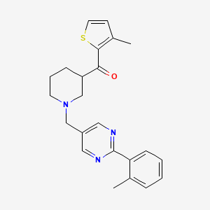 molecular formula C23H25N3OS B3881963 (1-{[2-(2-methylphenyl)-5-pyrimidinyl]methyl}-3-piperidinyl)(3-methyl-2-thienyl)methanone 