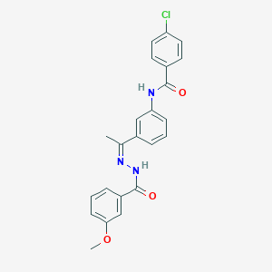 molecular formula C23H20ClN3O3 B3881978 4-chloro-N-{3-[N-(3-methoxybenzoyl)ethanehydrazonoyl]phenyl}benzamide 