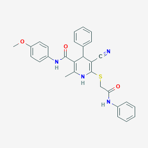 molecular formula C29H26N4O3S B388198 6-[(2-anilino-2-oxoethyl)sulfanyl]-5-cyano-N-(4-methoxyphenyl)-2-methyl-4-phenyl-1,4-dihydro-3-pyridinecarboxamide 