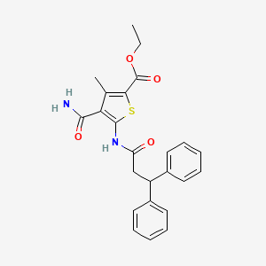 molecular formula C24H24N2O4S B3881995 ethyl 4-(aminocarbonyl)-5-[(3,3-diphenylpropanoyl)amino]-3-methyl-2-thiophenecarboxylate 