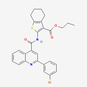 molecular formula C28H25BrN2O3S B3882051 propyl 2-({[2-(3-bromophenyl)-4-quinolinyl]carbonyl}amino)-4,5,6,7-tetrahydro-1-benzothiophene-3-carboxylate 