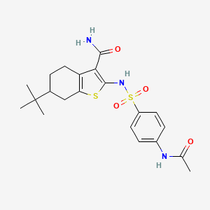 molecular formula C21H27N3O4S2 B3882060 2-({[4-(acetylamino)phenyl]sulfonyl}amino)-6-tert-butyl-4,5,6,7-tetrahydro-1-benzothiophene-3-carboxamide 