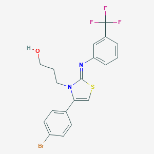 molecular formula C19H16BrF3N2OS B388208 3-(4-(4-Bromophenyl)-2-{[3-(trifluoromethyl)phenyl]imino}-1,3-thiazol-3-yl)-1-propanol 