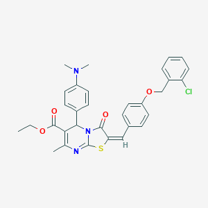 molecular formula C32H30ClN3O4S B388248 ethyl 2-{4-[(2-chlorobenzyl)oxy]benzylidene}-5-[4-(dimethylamino)phenyl]-7-methyl-3-oxo-2,3-dihydro-5H-[1,3]thiazolo[3,2-a]pyrimidine-6-carboxylate 