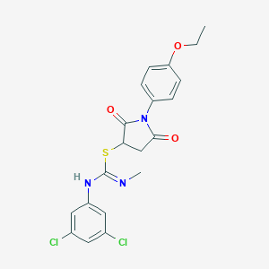 molecular formula C20H19Cl2N3O3S B388252 3-{[[(3,5-Dichlorophenyl)imino](methylamino)methyl]sulfanyl}-1-(4-ethoxyphenyl)-2,5-dioxopyrrolidine 