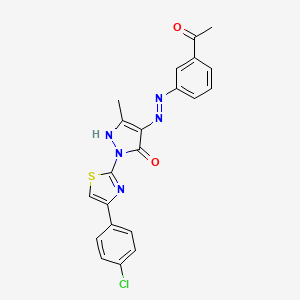 (E)-4-(2-(3-Acetylphenyl)hydrazono)-1-(4-(4-chlorophenyl)thiazol-2-yl)-3-methyl-1H-pyrazol-5(4H)-one