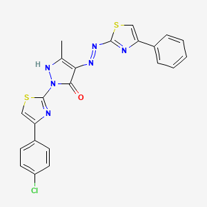 (4Z)-2-[4-(4-chlorophenyl)-1,3-thiazol-2-yl]-5-methyl-4-[2-(4-phenyl-1,3-thiazol-2-yl)hydrazinylidene]-2,4-dihydro-3H-pyrazol-3-one